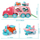 LESUTER TOYS Carrier Car Toy Set - 5 in 1 with Lights & Sounds, Pink, Friction Powered Double Layer Truck for Toddlers