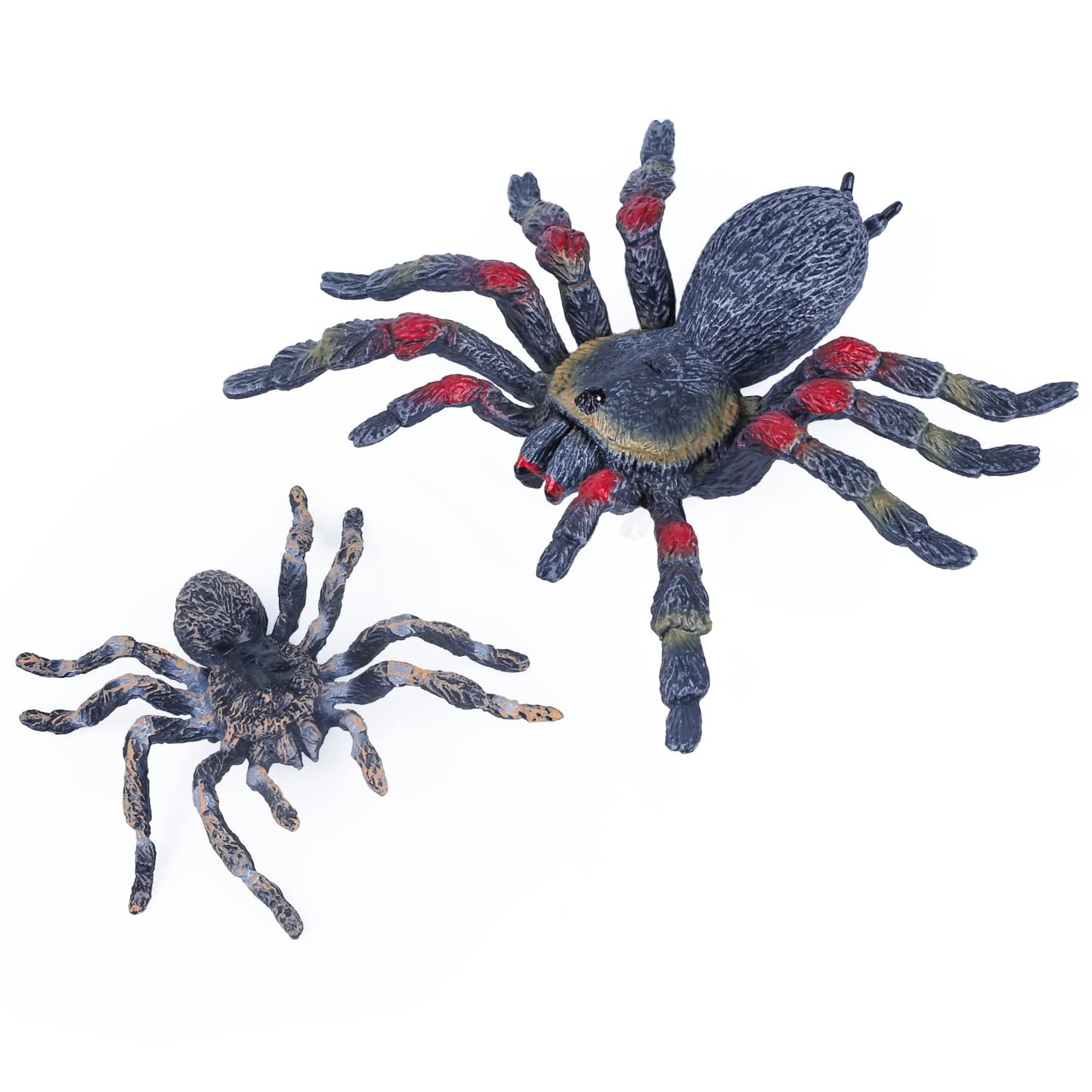 Sienon Realistic Spider Animal Figures- 2Pcs Lifelike Insect Figurines Toys Giant Whiteknee Tarantula Action Model For Kids Educ