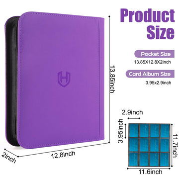 Card Binder 12 Pocket with Zipper  816 Pockets Trading Card Holder Book  enhanced PU Cover Zip Folder Binder  Side Loading Carrying Case Binder Album for TCG  MTG  Sports Cards  Game Cards