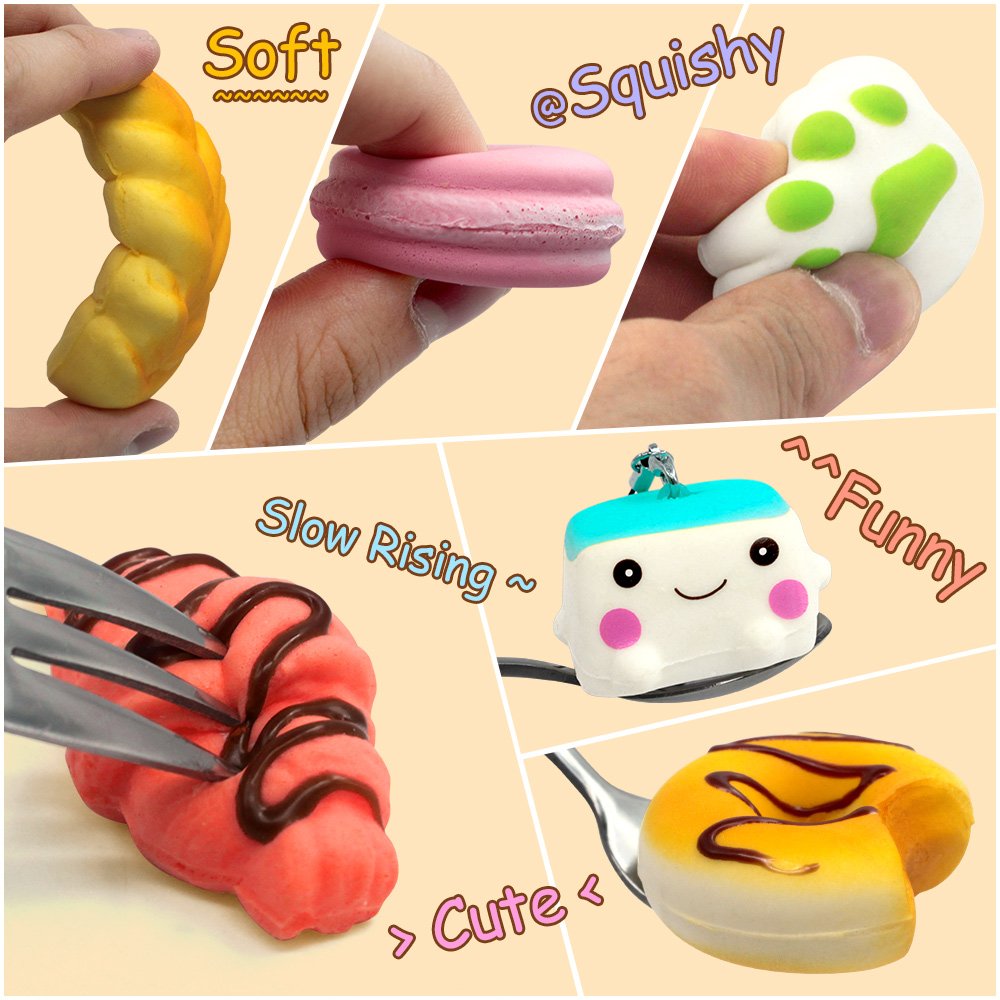 Budi Upgraded Coluans 30Pcs Kawaii Squishies Random Super Slow Rising Squeeze Fidget Toy Bun Phone Straps Stress Relief Toys For Adults Birthday Favors For Kids Treasure Box Pinata Pretend Play