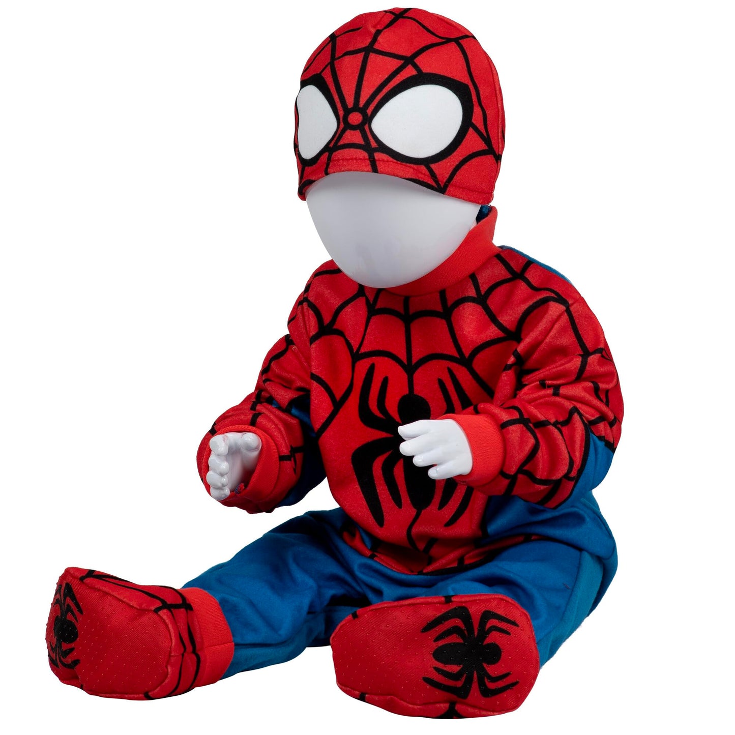 Marvel Spider-Man Official Infant Deluxe Costume - Premium Quality Minky Fabric And Non-Slip Grip Booties (12-18M)