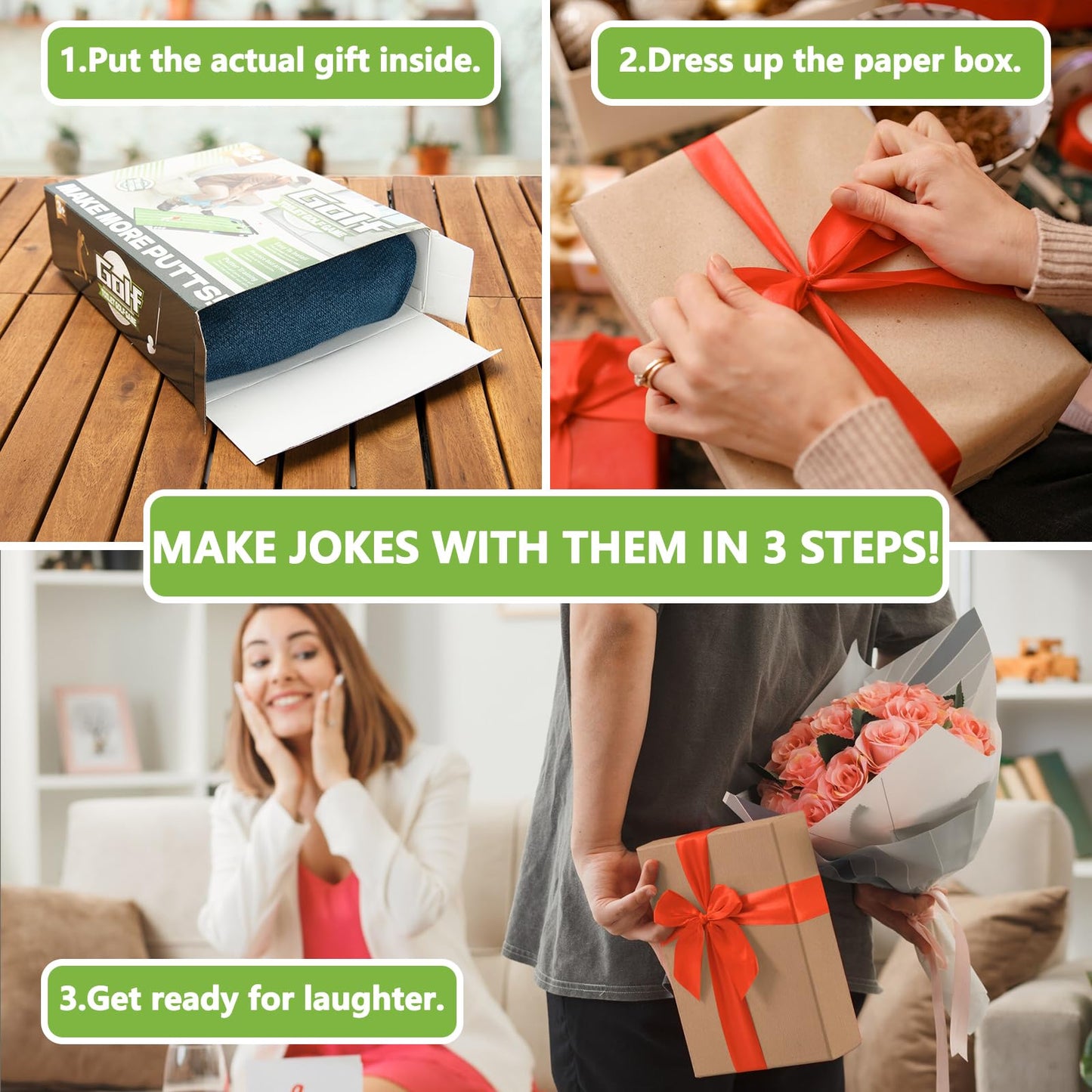 Anyflee 2 Pcs Prank Gift Box, Toilet Golf Game Facade, Wrap The Actual Gifts With A Prank Empty Gag Box, Funny Christmas Gag Pre