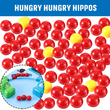 Gejoy 63-Piece Game Replacement Marbles Set - 57 Red & 6 Yellow Balls for Hungry Hungry Hippos