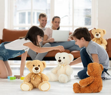 Morismos 8 Packs Bulk Teddy Bears Stuffed Animal, Small Teddy Bear Bulk Plush, Stuffed Bears Bundle For Girls Centerpiece Baby Shower, 13.5'