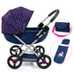 Bayer Dolls 4-In-1 Toy Baby Doll Pram Stroller Cosy Set - Dolls Up To 18'' (Blue/Purple)