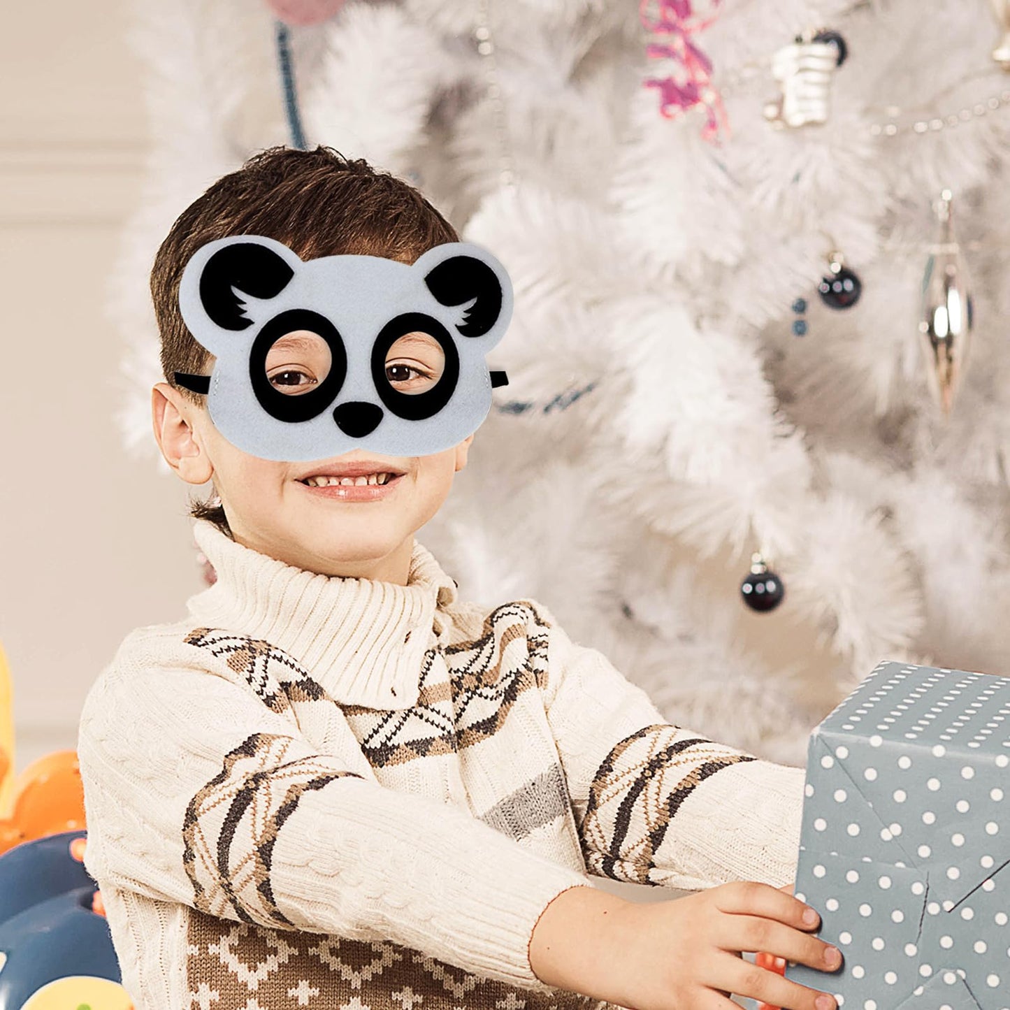 Jtnohx Felt Animal Masks, 10 Pcs Halloween Mask, Animal Costume For Birthday Party Supplies (Panda Mask)