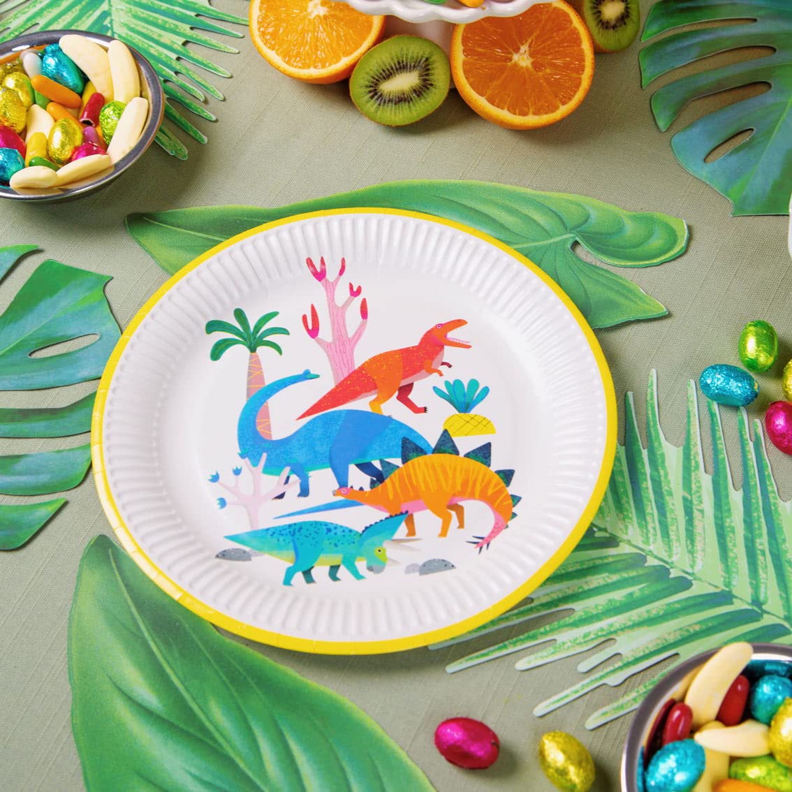 Talking Tables Dinosaur Paper Plate 23Cm 8Pk, Mixed colors