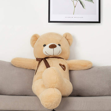 Yunnasi Big Teddy Bear Stuffed Animal 31.5 Inch Giant Large Plush Soft Toy With Love Heart For Kids Girlfriend Light Brown