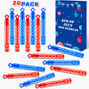 4Th Of July Bubbles Party Favors For Kids,20 Pack Fourth Of July Red White Blue Mini Bubble Wand Toys Gifts For Toddlers,Patriot