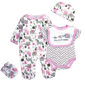Reborn Baby Doll Girl Clothes 18-22 Inch Newborn Baby Doll Clothing Elephants Outfits Accessories 5 Pieces Sets
