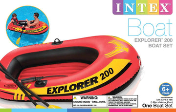 Intex Explorer 200 Inflatable 2 Person Boat Raft Set W/ 2 Oars & Pump (6 Pack)
