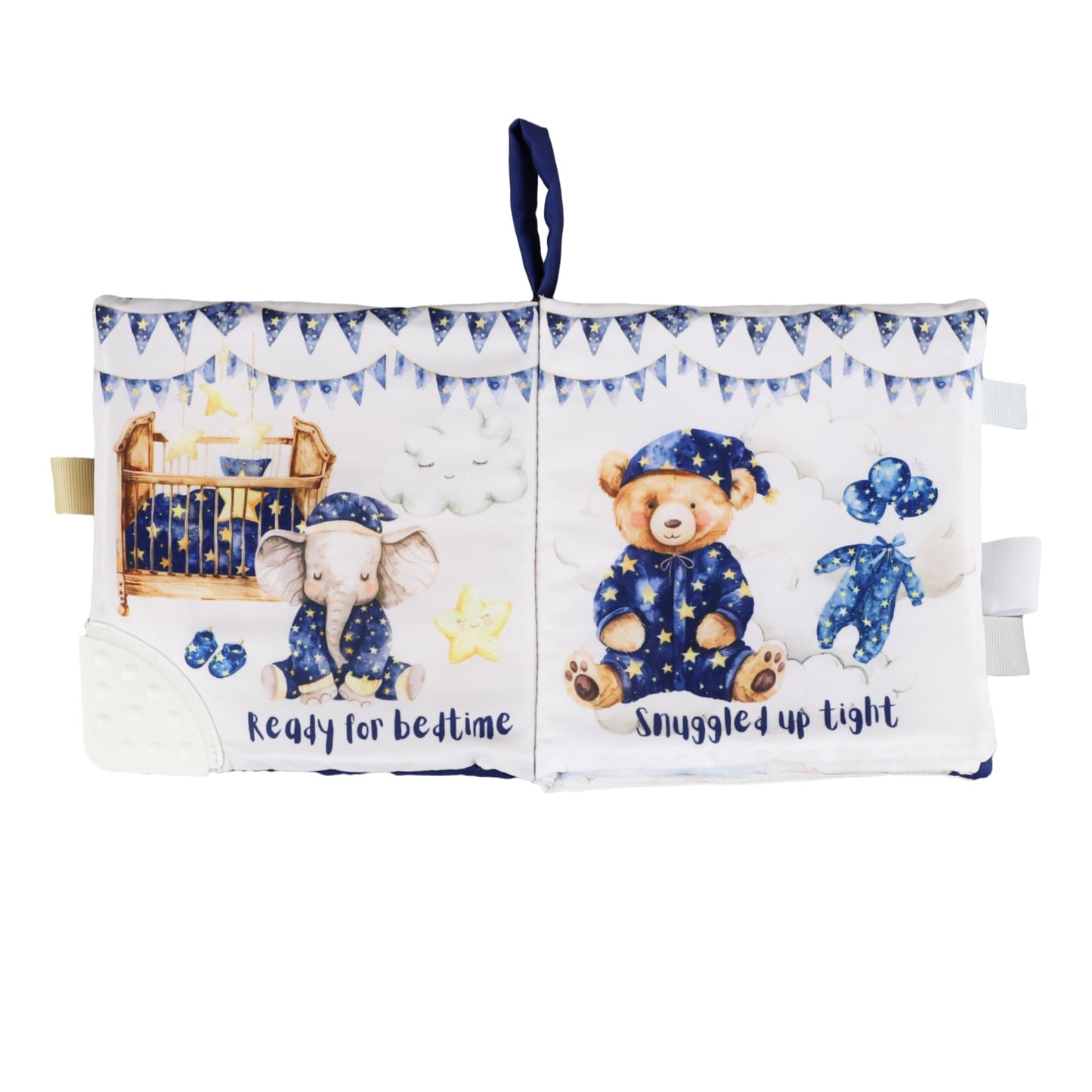 Ali+Oli Baby Cloth Book - Soft Sensory Crinkle Book with Teether for Infants 0-12 Months - Early Learning Touch & Feel Tummy Tim