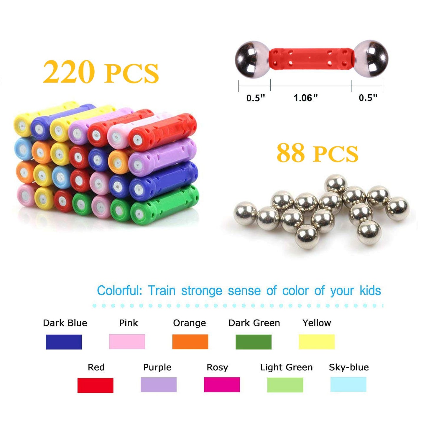 Ocensmice 308Pcs Magnetic Building Sticks Blocks  Magnet Educational Toys STEM Toys for Kids and mature-themed  3D Construction Building Toy with Storage Bag