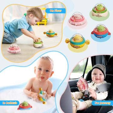 Numberfun 4Pcs Animal Car Toys For Toddlers 1-3,Press And Go Car Toys For Ages 0-2,Baby Toys 6-12-18 Months,Spaceship 1 Year Old