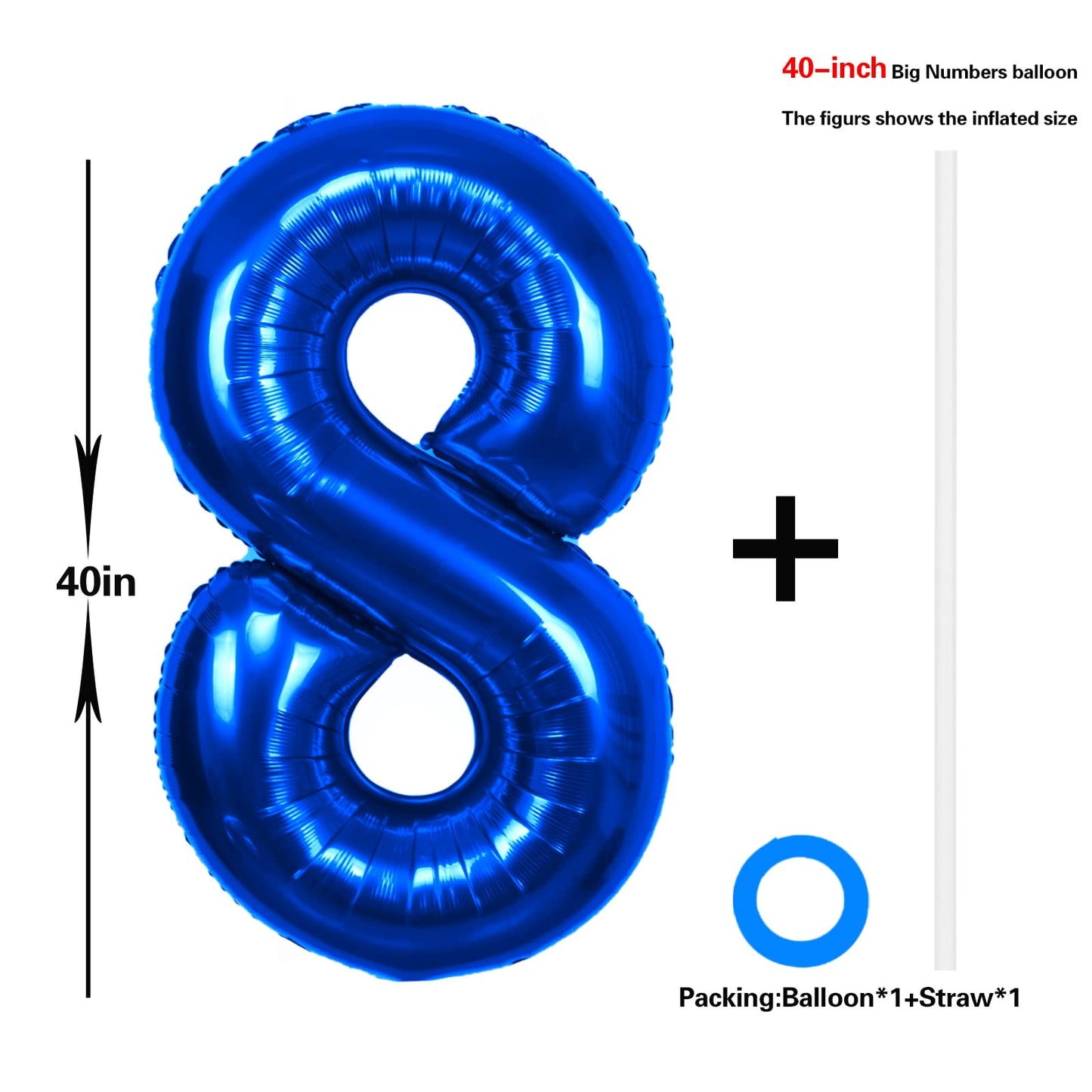 40 Inch Blue Number 8 Balloon Extra Big Size Jumbo Mylar Foil Helium Balloons 8 For Birthday Party Celebration Decorations Gradu