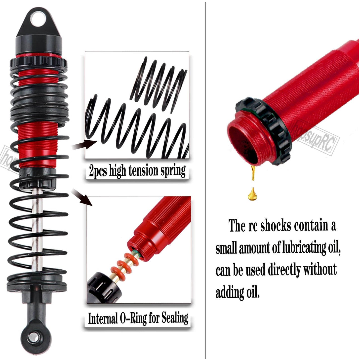 hopsupRC 1/10 RC Upgrade Kit - Steel Drive Shaft, Adjustable Turnbuckles, Red