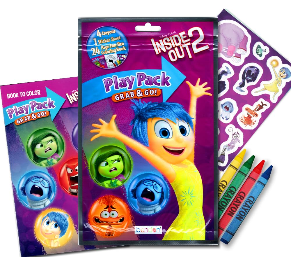 Bendon Disney Inside Out 2 Coloring and Activity Book Bundle - Multi, 8"x10.75", Includes Imagine Ink, Stickers, and More