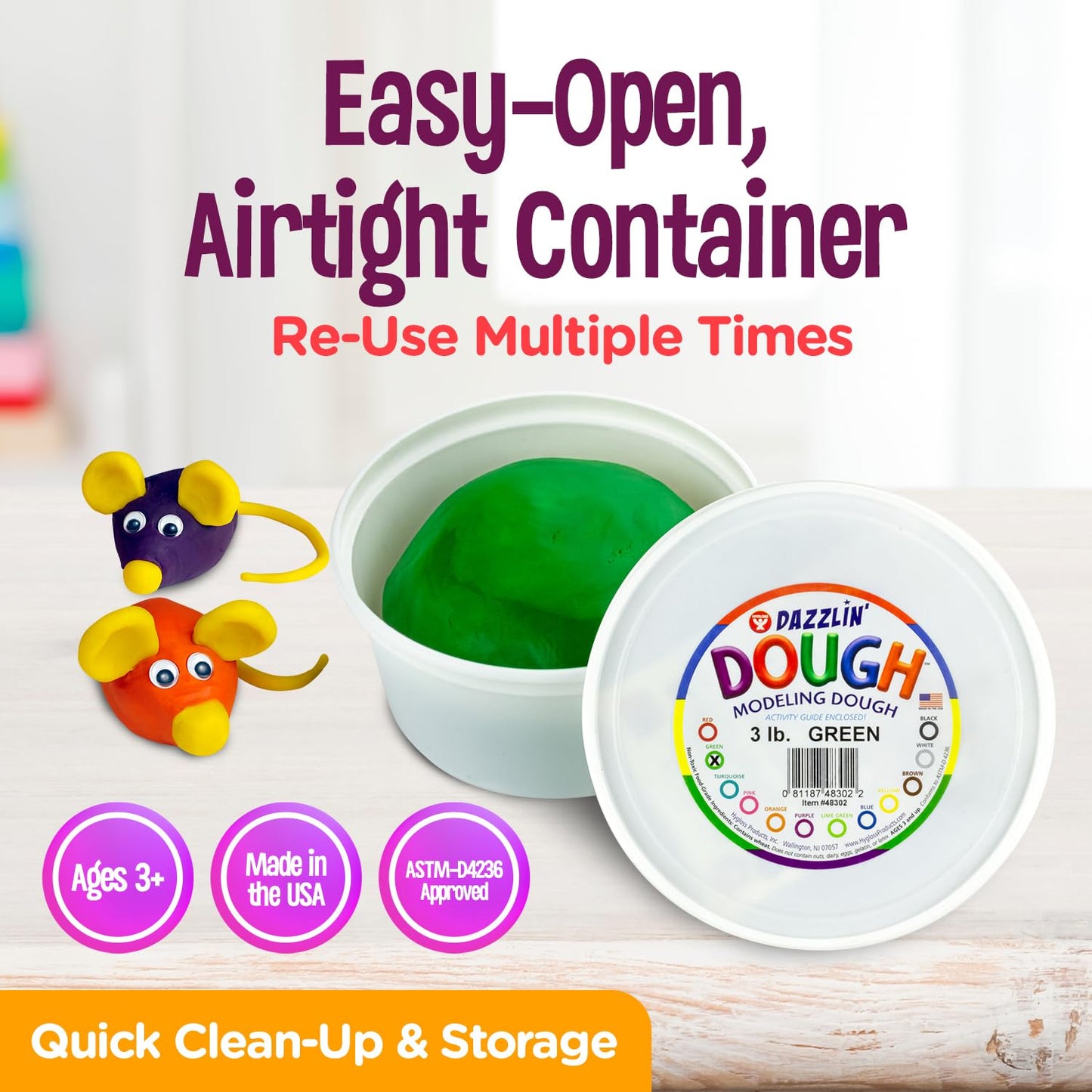 Hygloss Play Modeling Dough - Red and Green Dough Unscented - Safe & Non-Toxic for Kids Arts & Crafts - Party Favors - Classroom