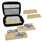 Uvcany Double 9 Dominoes Set With 6 Wooden Trays/Racks, Double Nine Dominos Travel Set With 6 Domino Tiles Holders, 55 Tiles Dom