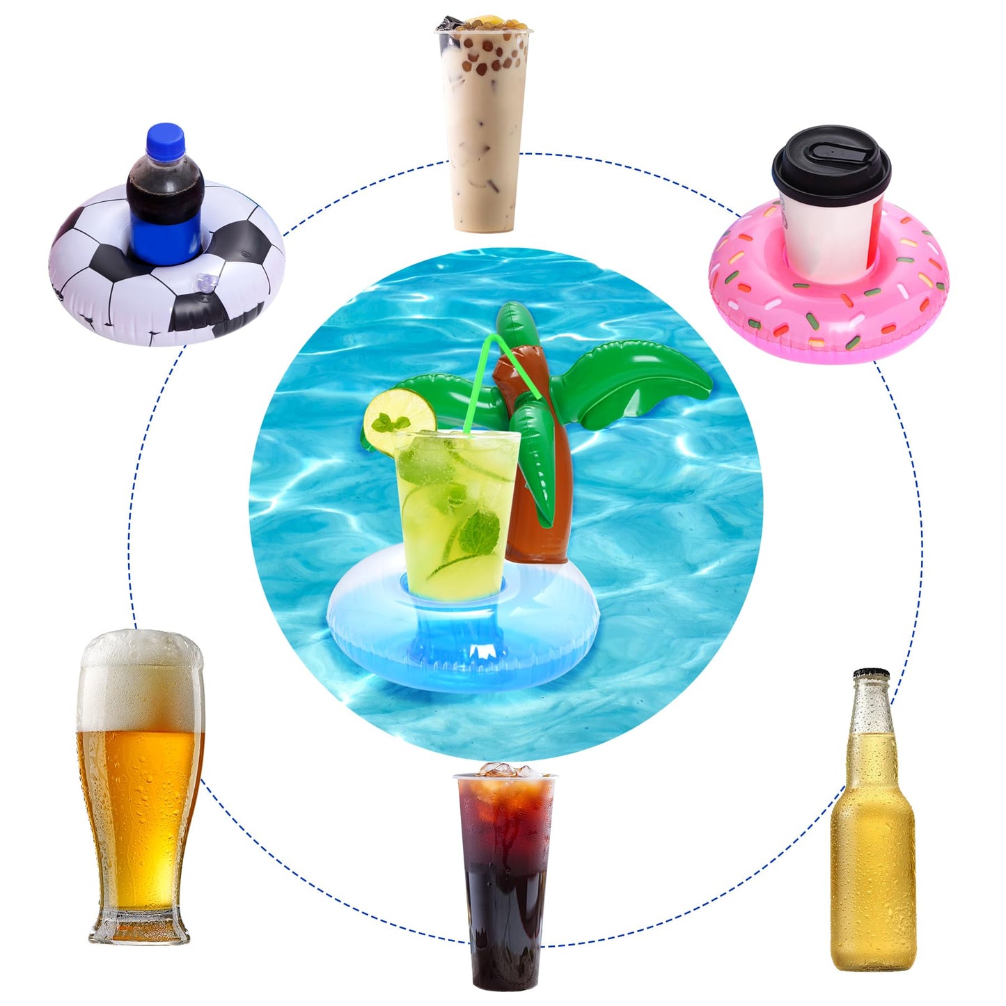 9Pcs Floating Drink Holder For Pool Drink Floats For Swimming Pool Pool Cup Holders For Drinks Doll Pool Float Pool Drink Holder