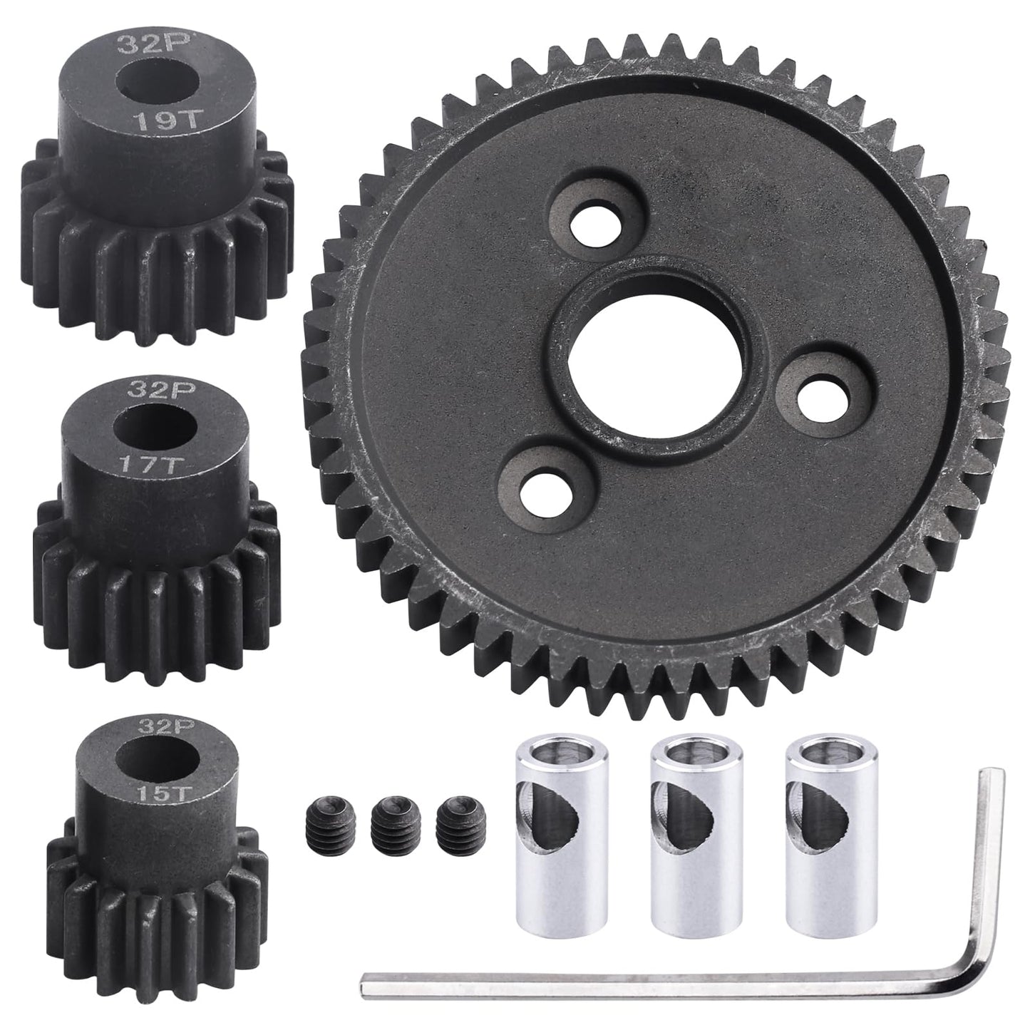 Rc Metal Steel 54T 32P Spur Gear With 15T/17T/19T Pinions Gear Set Replace 3956 For Traxxas Slash 4X4 4Wd/2Wd/Vxl Rally/Stampede