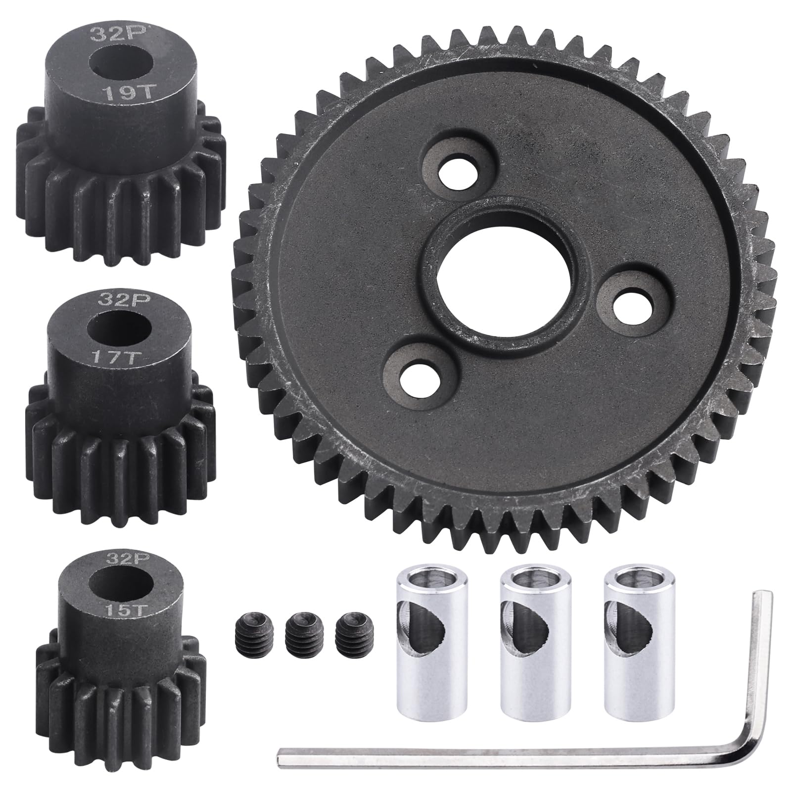Rc Metal Steel 54T 32P Spur Gear With 15T/17T/19T Pinions Gear Set Replace 3956 For Traxxas Slash 4X4 4Wd/2Wd/Vxl Rally/Stampede