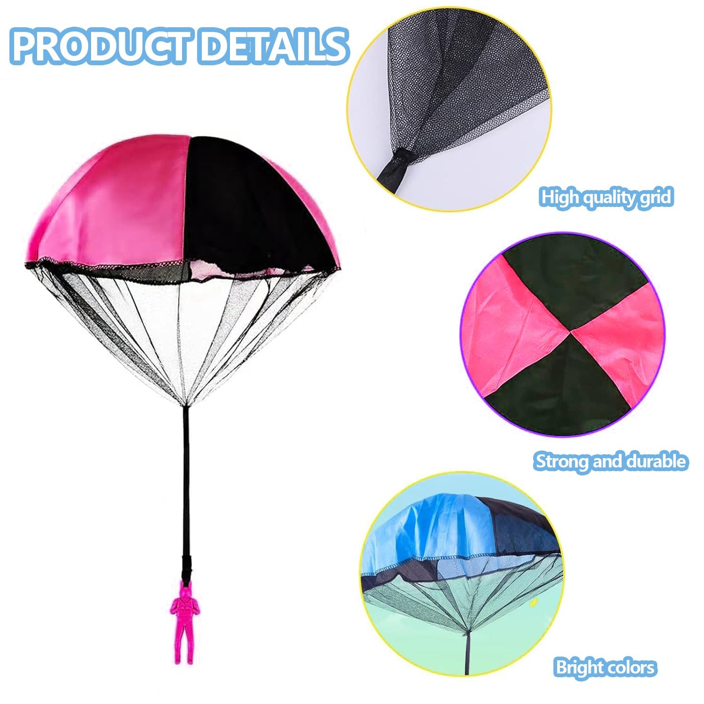 4PCS Free tossing Parachute  Outdoor Toss It Up Flying Toys for Kids  No Assemble or Batteries Required