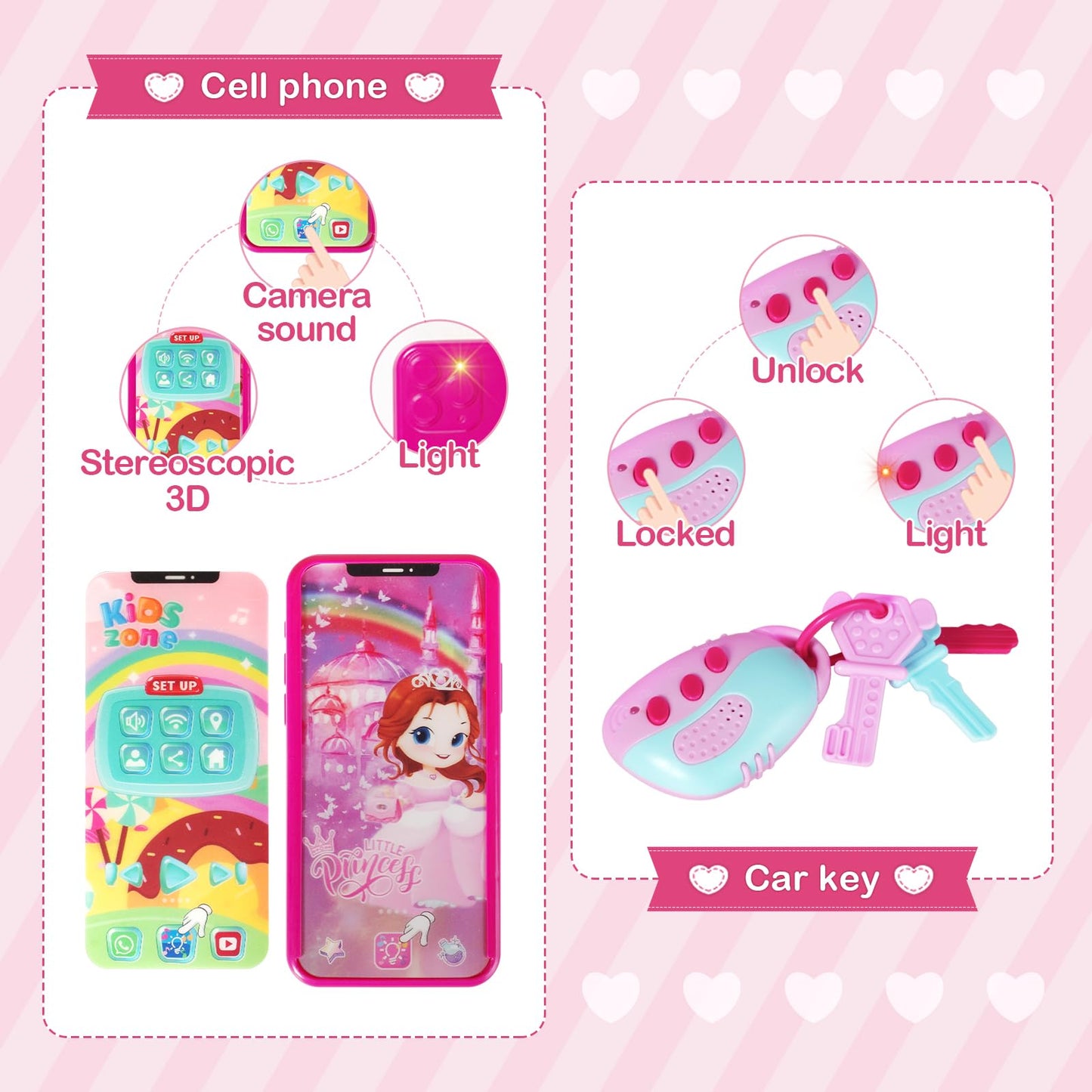 Shemira Play Purse For Little Girls, Princess Pretend Play Girl Toys For 3 4 5 6 7 8 Years Old, Birthday Gift For Girls Age 3-5