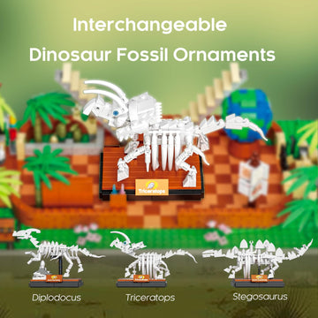 Bricktribe Mini Building Set For Adults Dinosaur Museum Toy With Led Light, Jurassic World Dino Fossils Building Block Kit, Arch