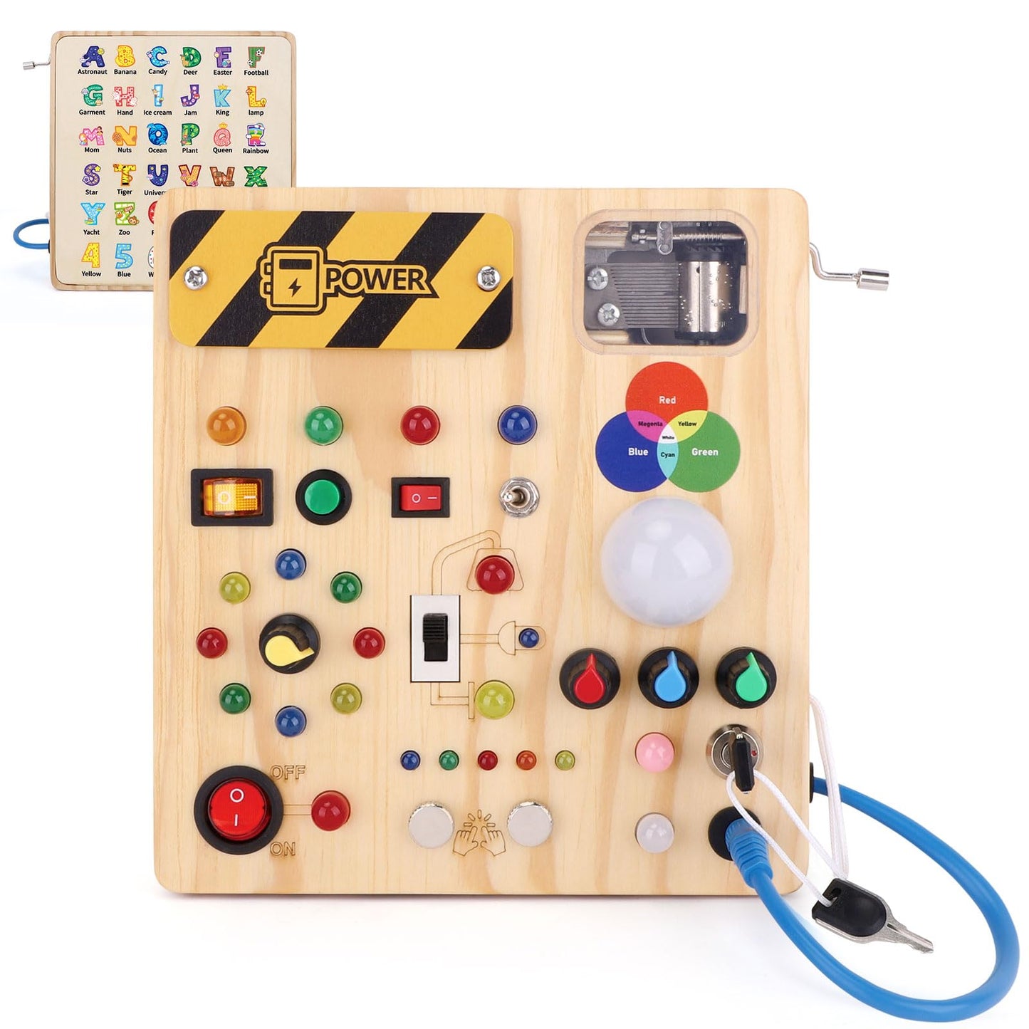Iabedi Busy Board,Montessori Toys For 1-3 Years Old, Wooden Toddler Toys, Autism Sensory Travel Toys, Ideal Gift For 1+ Year Old