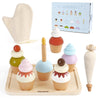 Pillowhale Wooden Cupcakes Toy,Kids Kitchen Playset,Pretend Play Food with Menu,Birthday Cake Toy for Toddlers Boys Girls Ages 3