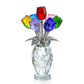 H&D HYALINE & DORA Crystal Rose Figurine - Multicolor Flower Gift for Women - Wedding Collectible with Gift Box