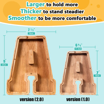 SummiDate Wooden Letter Piggy Bank for Kids| Piggy Bank for Boys Girls Toddler| Alphabet A Money Bank| Wood Coin Bank Personalized Birthday Easter Gifts for Kids (A)