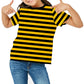 Deerose Kids Black Yellow Striped Shirt - Halloween Bee Costume, Summer Short Sleeve Tee, Size 5-6 Years