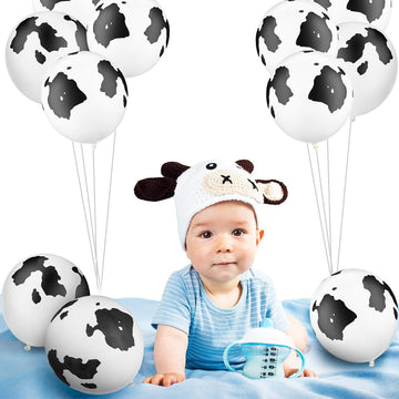 Gejoy Cow Balloons Latex Balloons Funny Print Cow Balloons For Birthday Party Supplies Decorations (100 Pieces)