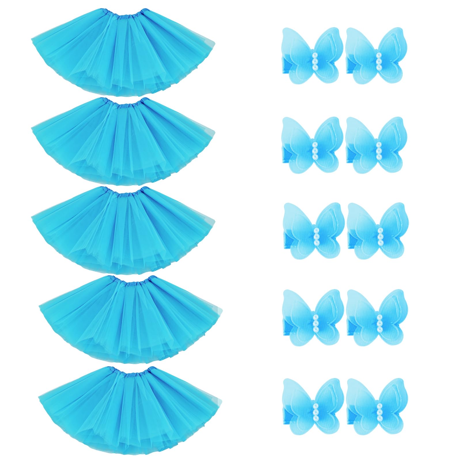 Bgfks Tutu Skirt For Girls,5 Pack Princess Party Favor Dress Skirt Set With Hairclips For 2-8 Years.(Red)