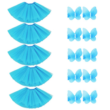 Bgfks Tutu Skirt For Girls,5 Pack Princess Party Favor Dress Skirt Set With Hairclips For 2-8 Years.(Red)