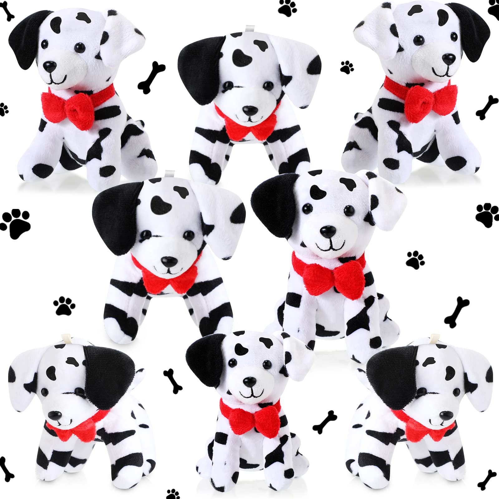 8 Pieces Valentines Stuffed Dalmatians Plush Dalmatians Bulk Dalmatian Stuffed Animal 4.8 Inch Small Puppy Dog Party Favors For School Carnival Prizes Backpack Keychain Birthday Animal Themed Party