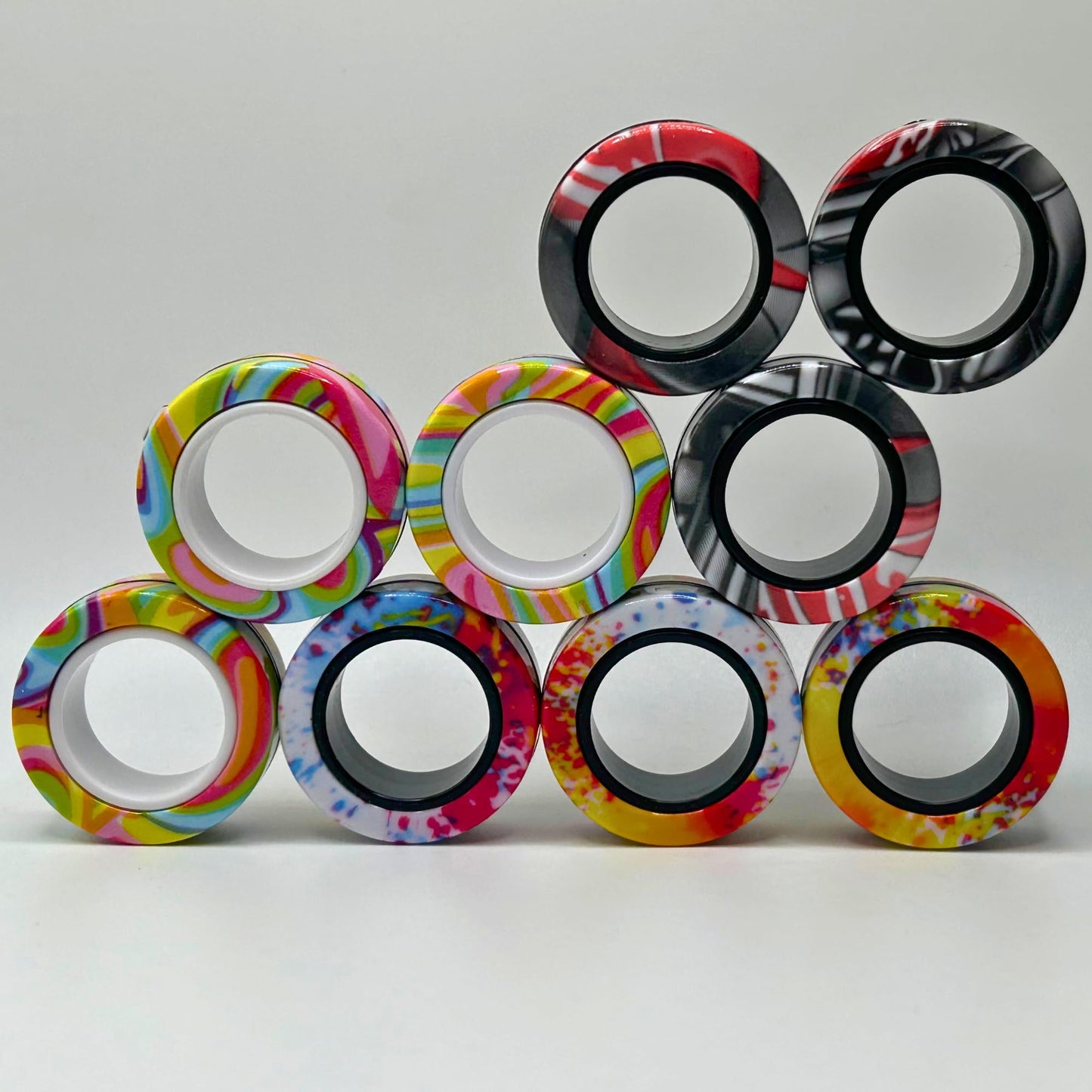 Four Brothers Colorful Magnetic Rings Fidget Toy Set For Stress Relief And Focus, Ideal For Adhd And Anxiety (Groovy Meadow) - 3