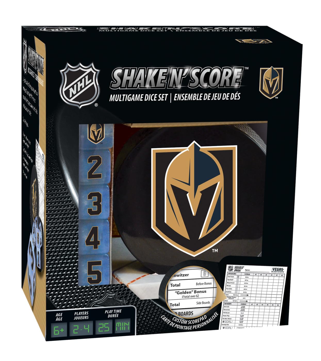 MasterPieces Game Day - NHL Vegas Golden Knights - Shake N Score Dice Game