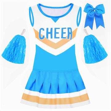 Davsolly Ice Blue Cheerleader Costume For Girls Cheerleading Outfit For Kids Cheer Up Halloween Cosplay Birthday Gifts