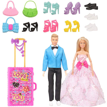 Sotogo 33 Pieces Doll Clothes And Accessories For 11.5 Inch Girl Boy Doll Wedding Playset Include 12 Sets Doll Groom Suit/Weddin