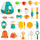 Aokiwo 45Pcs Kids Camping Tent Set, Pop Up Play Tent With Camping Gear Tools Indoor Outdoor Pretend Play Set For Toddler Boys/Girls - Including Telescope, Walkie Talkie, Camping Tent, Stove, And Etc