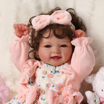 Babeside Lifelike Reborn Baby Dolls, 17 Inches Lovely Realistic-Newborn Baby Dolls With Curly Brown Hair, Soft Body Real Life Baby Dolls Girl With Gift Box For Kids Age 3+
