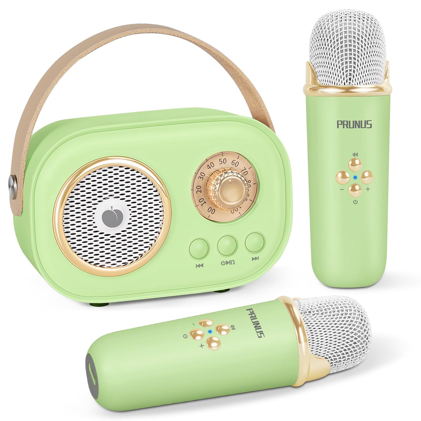 Prunus Mini Karaoke Machine For Kids&Adults,Portable Bluetooth Speaker With 2 Wireless Microphones And Stereo Sound Enhanced Bas