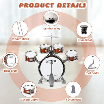 Toy Drum Set For Kids Toddler Jazz Drum Kit With 5 Drums Percussion Musical Instruments Toys For 3 4 5 Year Old Boys Girls Gifts Ages 3-5