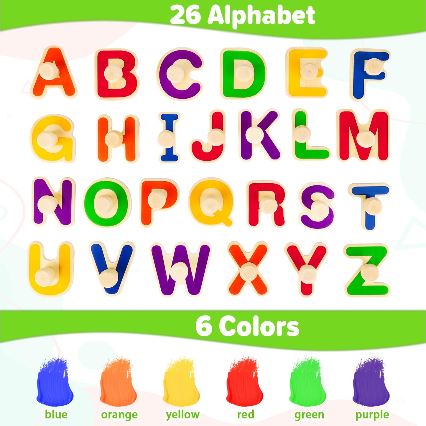 Jumlys Montessori Toys For Toddlers 1, 2, 3 Year Old, Wooden Alphabet Puzzles For Kids 1-3, Early Learning & Educational Abc Puz