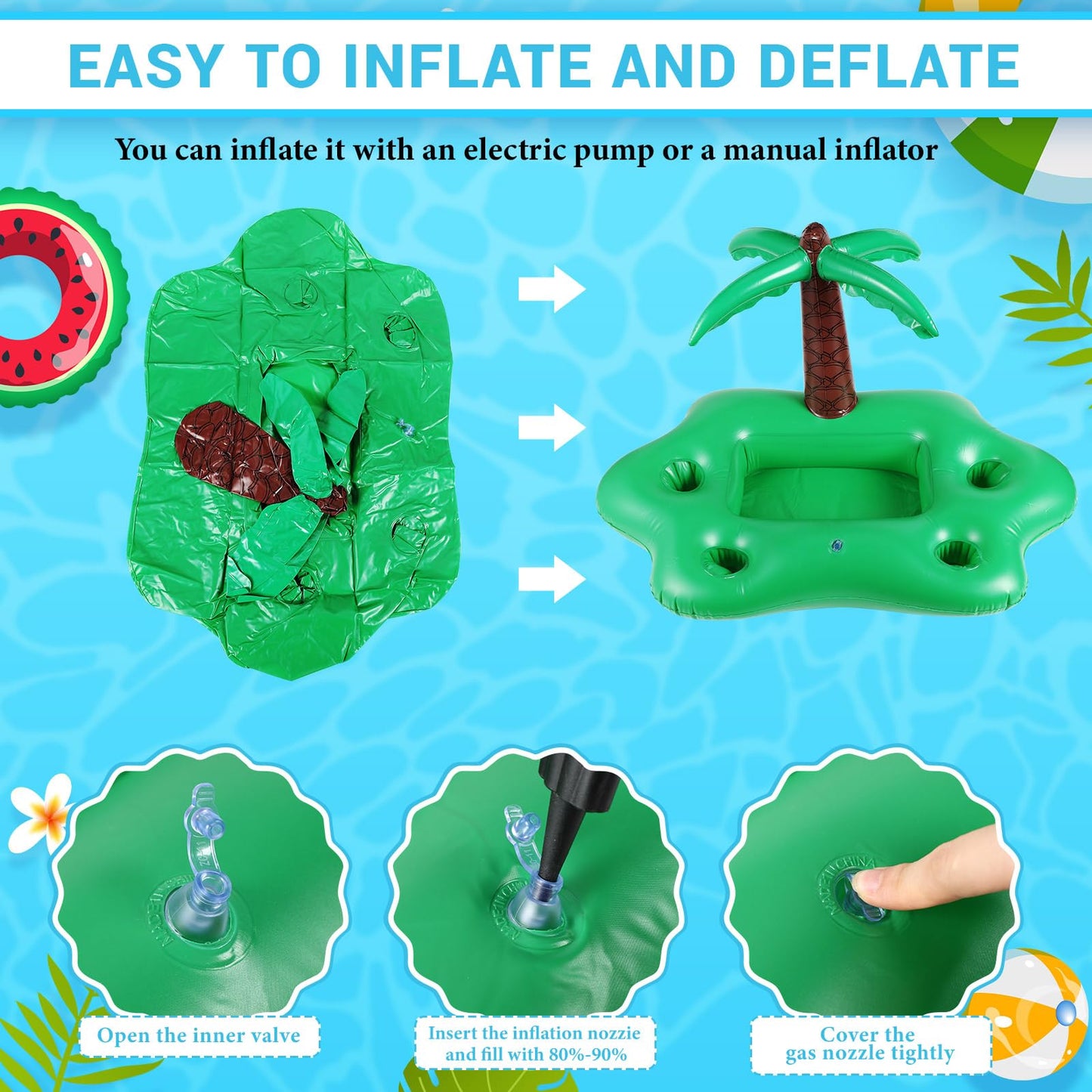 FillTouch Floating Drink Holder for Pool, Floating Cabana Bar, Hot Tub Drink Holder for Adults, Inflatable Pool Accessories(Coco