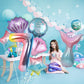 7Th Birthday Decorations - 8Pc Mermaid Balloons, 40' Rainbow 7, Helium Foil Mermaid Tail, Seashell Balloons