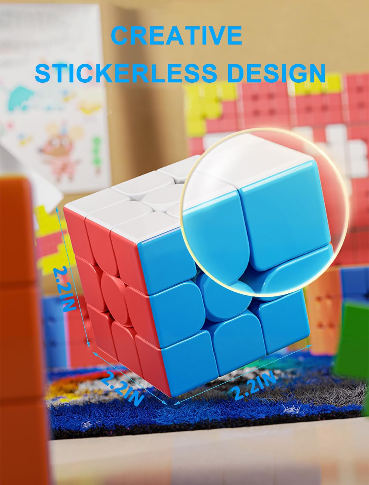 CFMOUR 20 Pack 3x3 Speed Cubes - Stickerless Magic Puzzle Game, Fast Turning, ABS Material, Ideal for Kids & Adults